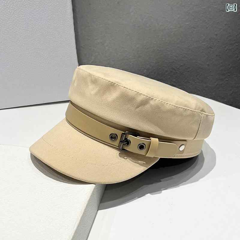 春 コーデ オシャレ 小物 アイテム レディース ペインター ハット ベルトバックル フラットトップ つば有り 帽子 キャップ レトロ