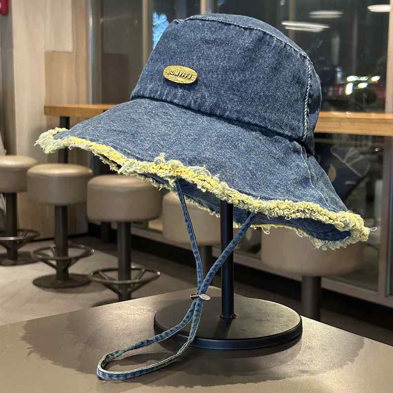 春 コーデ オシャレ 小物 アイテム レディース 夏　レトロ　ウォッシュ加工　ファー　エッジ　バケットハット　つば広　カジュアル