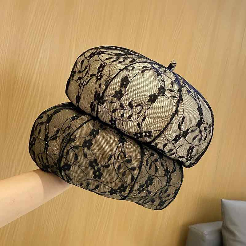 春 コーデ オシャレ 小物 アイテム レディース メッシュ ベレー帽 レトロ フラワー