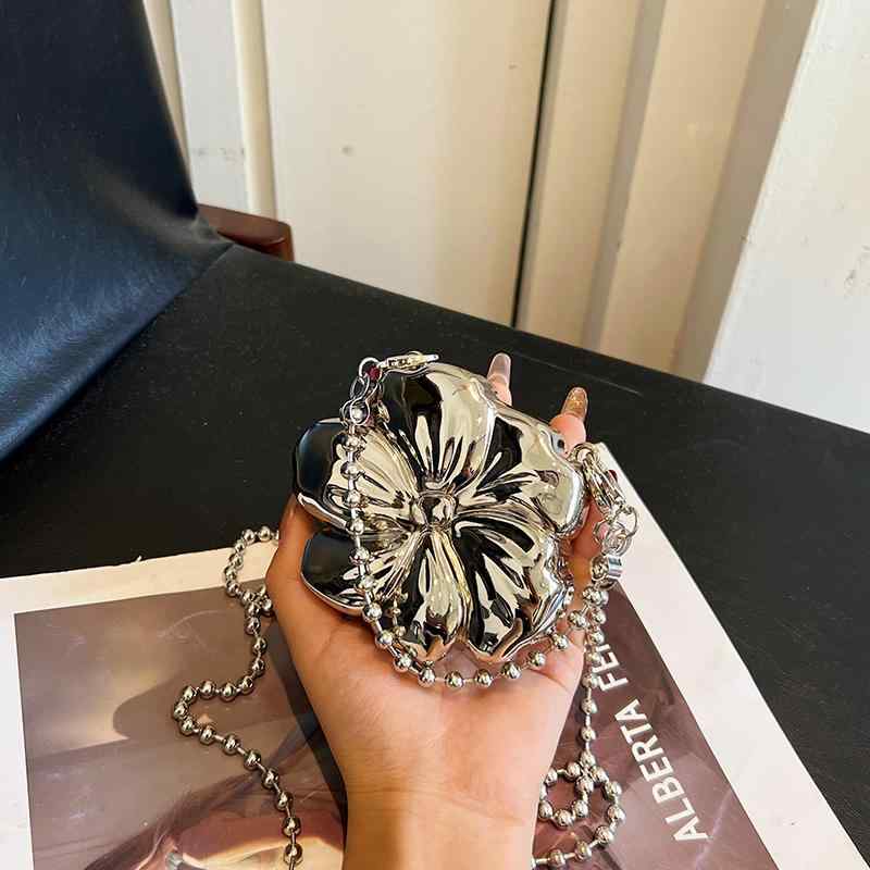 レディース 鞄 カバン バック ファッション オシャレ アイテム 小物 フラワーハート型 ディナーバッグ チェーン バッグ 単品 ショルダー クロスボディ バッグ(4.0)