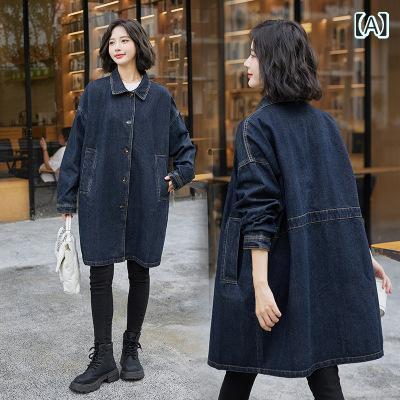 レディース トレンチ コート デニム ロング コート 大きいサイズ ゆったり コーデ ...