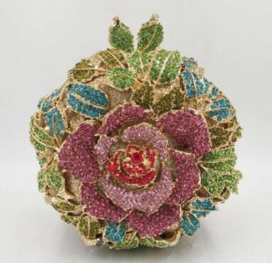 レディース 鞄 カバン バック ファッション オシャレ アイテム 小物 バラ ディナーバッグ パーティーバッグ イブニング バッグ フォーマルバッグ ラインストーン クラッチバッグ