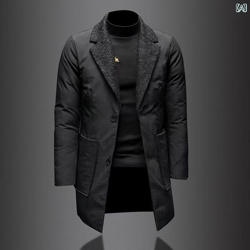 メンズ ファッション 服 用 オシャレ シンプル 大人 かっこいい 大きいサイズ ストリート 紳士服 ミドル丈 綿詰め ジャケット スーツ 襟 ビジネス カジュアル ハイエンド 大きいサイズ