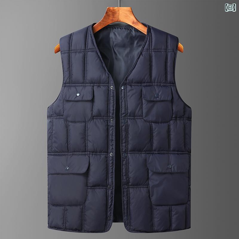 メンズ ファッション 服 用 オシャレ シンプル 大人 かっこいい 大きいサイズ ストリート 紳士服 ベスト ダウン 綿 厚手 暖かい インナーウェア 大きいサイズ ウエスト コート