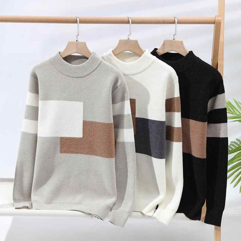 メンズ ファッション 服 用 オシャレ シンプル 大人 かっこいい 大きいサイズ ストリート 紳士服 ストライプ セーター ラウンドネック 長袖 シャツ 暖かい ニット