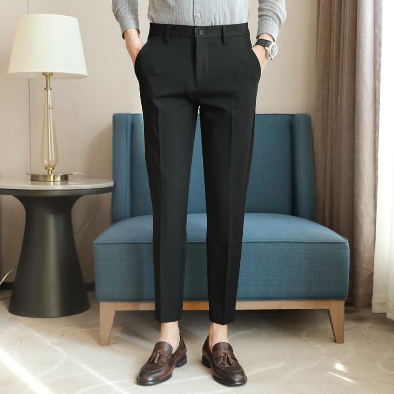メンズ ファッション 服 用 オシャレ シンプル 大人 かっこいい 大きいサイズ ストリート 紳士服 夏 薄手 スーツ ズボン 韓国スタイル スリム ビジネス カジュアル 九分丈