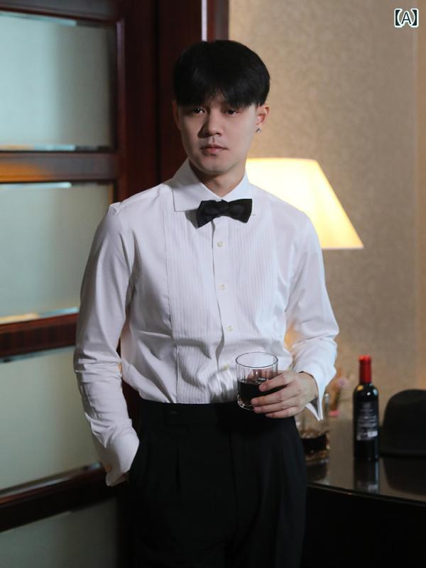 メンズ ファッション 服 用 オシャレ シンプル 大人 かっこいい 大きいサイズ ストリート 紳士服 前立て シャツ フレンチ ウィンザー カラー パーティー 結婚式 フォーマル 白 シャツ