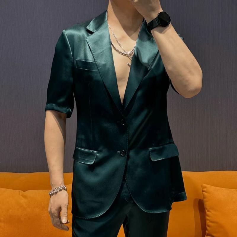 メンズ ファッション 服 用 オシャレ シンプル 大人 かっこいい 大きいサイズ ストリート 紳士服 サマー スーツ ツーピース 無地 ハイエンド 軽量 通気性