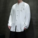 アジアンテイスト 衣装 メンズ ファッション 服 用 オシャレ シンプル 大人 かっこいい 大きいサイズ ストリート 紳士服 レトロ リネンシャツ 長袖 プレート ボタン 唐装 漢服 チュニック トップ