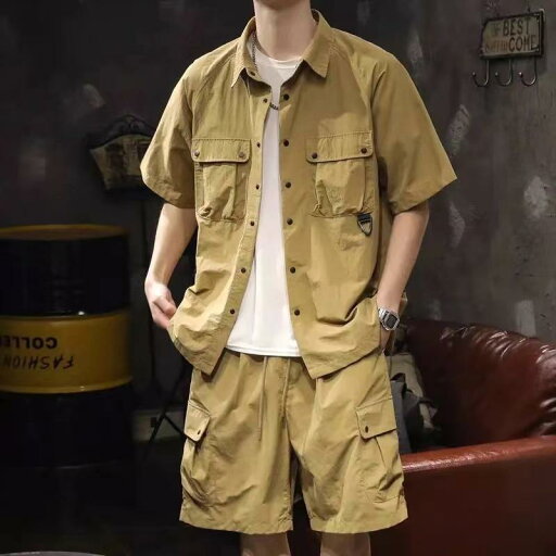 メンズ ファッション 服 用 オシャレ シンプル 大人 かっこいい 大きいサイズ ストリート 紳士服 夏 マルチ ポケット 半袖 シャツ パンツ レトロ カジュアル スーツ メンズ ファッション 服 用 オシャレ シンプル 大人 かっこいい 大きいサイズ ストリート 紳士服 夏 マルチ ポケット 半袖 シャツ パンツ レトロ カジュアル スーツ