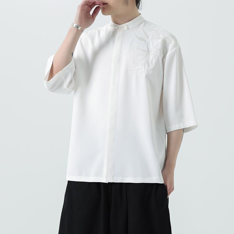 アジアンテイスト 衣装 メンズ ファッション 服 用 オシャレ シンプル 大人 かっこいい 大きいサイズ ストリート 紳士服 半袖 シャツ 夏 薄手 カジュアル 漢服 トップ