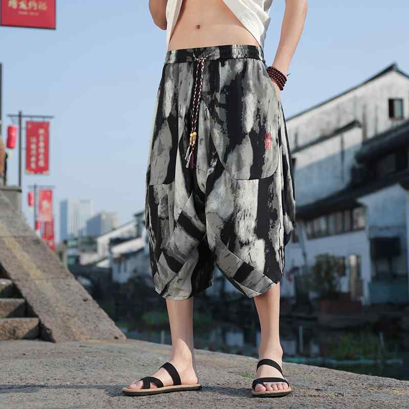 アジアンテイスト 衣装 メンズ ファッション 服 用 オシャレ シンプル 大人 かっこいい 大きいサイズ ストリート 紳士服 薄手 七分丈 パンツ ゆったり カジュアル