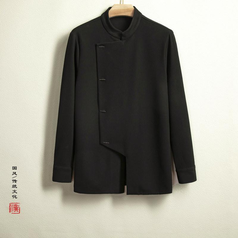 アジアンテイスト衣装 メンズ ファッション 服 用 オシャレ シンプル 大人 かっこいい 大きいサイズ ストリート 紳士服 シャツ 長袖 スラント スタンドカラーストライプ スーツ 漢服 ジャケット