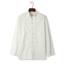 アジアンテイスト 衣装 メンズ ファッション 服 用 オシャレ シンプル 大人 かっこいい 大きいサイズ ストリート 紳士服 長袖 シャツ 綿 リネン レトロ バックル 唐装 漢服 チュニックシャツ