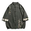アジアンテイスト 衣装 メンズ ファッション 服 用 オシャレ シンプル 大人 かっこいい 大きいサイズ ストリート 紳士服 唐装 半袖 シャツ 夏 バックル 漢服 チュニックシャツ