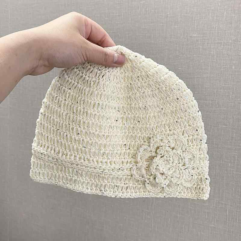 Knit Hat - 春 コーデ オシャレ 小物 アイテム レディース 女性用　花　夏　エレガント　ニット帽　キャップ　通気性
