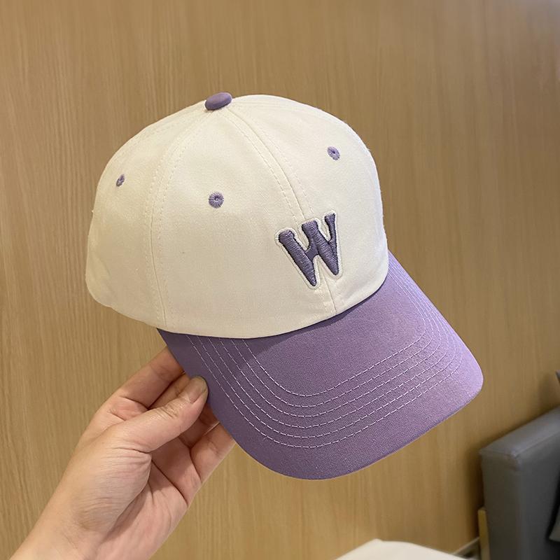 春 コーデ オシャレ 小物 アイテム レディース ステッチ　コントラスト　カラー　W　文字　キャップ　女性用　野球帽　ベースボール　キャップ(4)