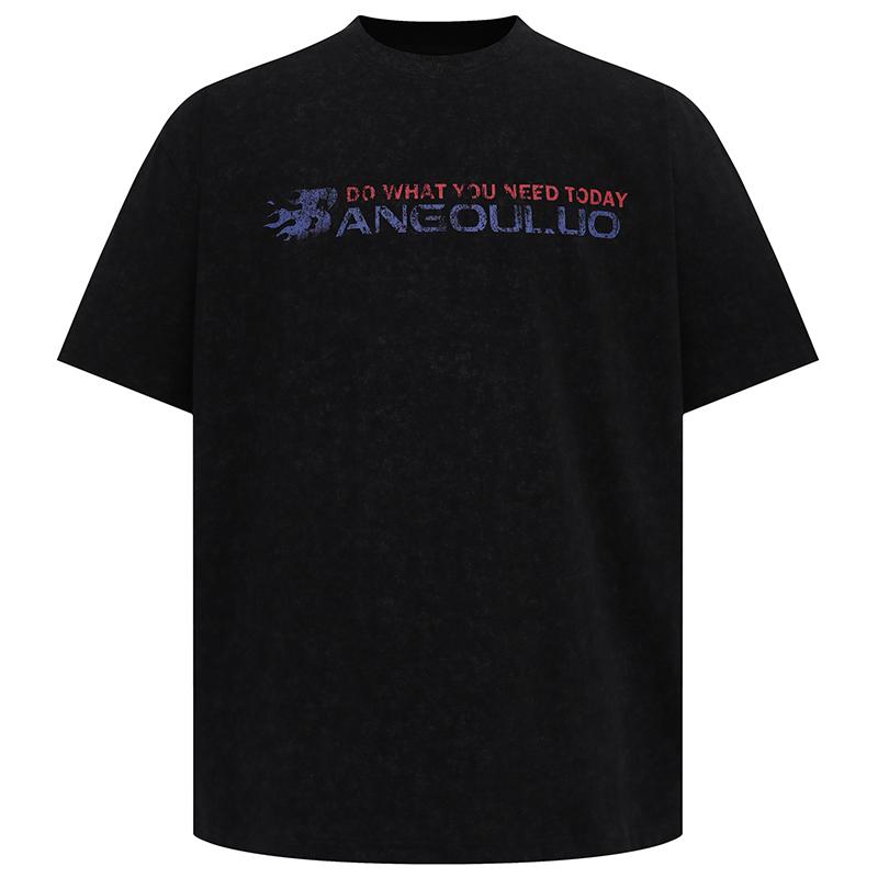 メンズ ファッション 服 用 オシャレ シンプル 大人 かっこいい 大きいサイズ ストリート 紳士服 アメリカン レトロ プリント 半袖 Tシャツ ゆったり ストリート 快適 カジュアル ラウンドネック(4.0)