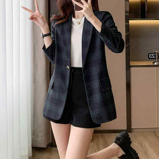 レディース ファッション 業務 ユニフォーム 制服 コスプレ衣装 長袖 グリーン チェック柄 スーツ ジャケット カジュアル レディース ファッション 業務 ユニフォーム 制服 コスプレ衣装 長袖 グリーン チェック柄 スーツ ジャケット カジュアル