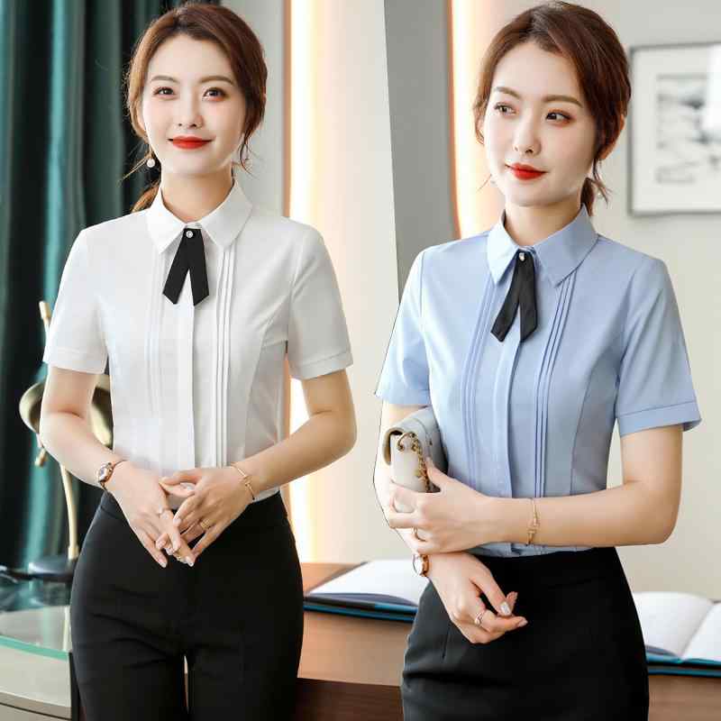 レディース ファッション 業務 ユニフォーム 制服 コスプレ衣装 夏 半袖 白 シャツ ホテル ケータリング ウェイター