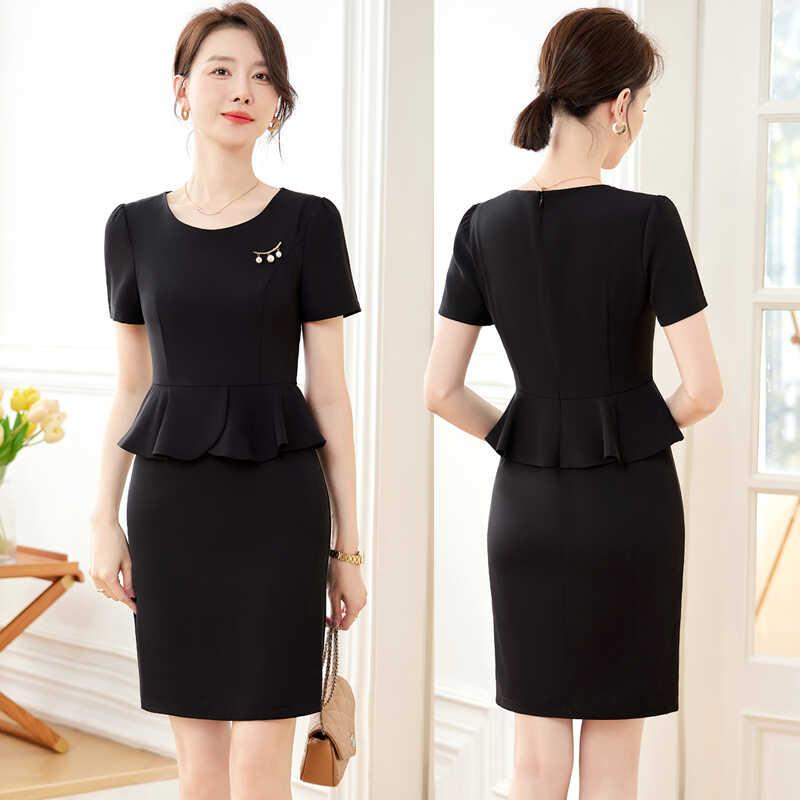 レディース ファッション 業務 ユニフォーム 制服 コスプレ衣装 夏 薄手 フレンチ 軽量 ハイエンド フリル フェイク スリム ドレス ジュエリーショップ