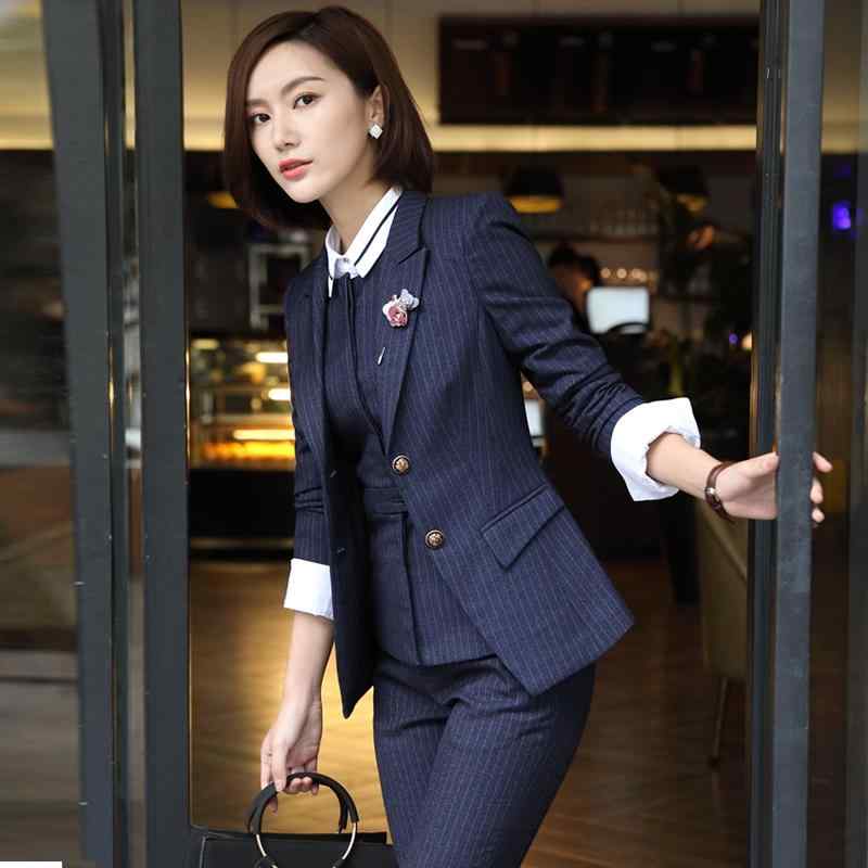 レディース ファッション 業務 ユニフォーム 制服 コスプレ衣装 ストライプ スーツ フォー 事務 服 金 ..