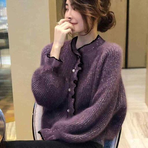 秋冬 コーデ レディース ファッション オシャレ 服 カワイイ シンプル 大人カワイイ 大きいサイズ 紫 ニット カーディガン トップス ハイエンド セーター ジャケット 秋冬 コーデ レディース ファッション オシャレ 服 カワイイ シンプル 大人カワイイ 大きいサイズ 紫 ニット カーディガン トップス ハイエンド セーター ジャケット