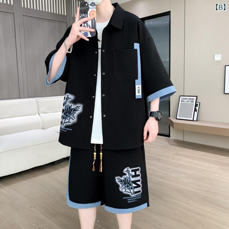 リコットのメンズ ファッション 服 男性用 オシャレ シンプル 大人 かっこいい ストリート アジアンテイスト カーディガン 七分袖 Tシャツ パンツ ズボン 履物 夏｜アングル3