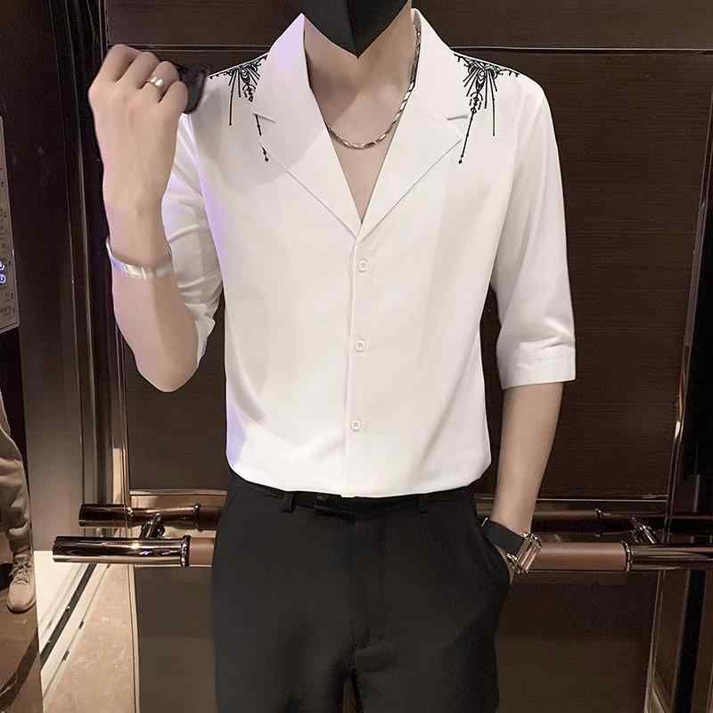 メンズ ファッション 服 男性用 オシャレ シンプル 大人 かっこいい ストリート 半袖 Vネック シャツ ハイエンド 夏