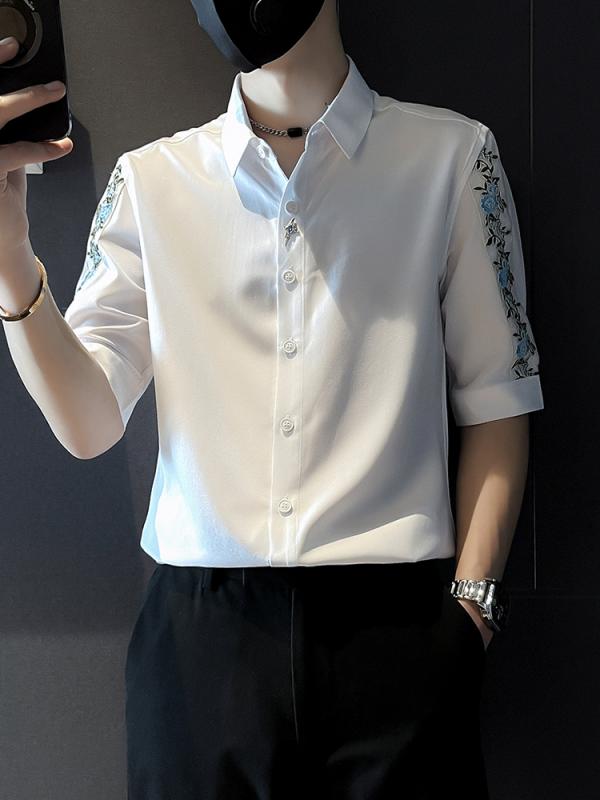 メンズ ファッション 服 男性用 オシャレ シンプル 大人 かっこいい ストリート ハイエンド シャツ 半袖 夏 カジュアル 五分袖