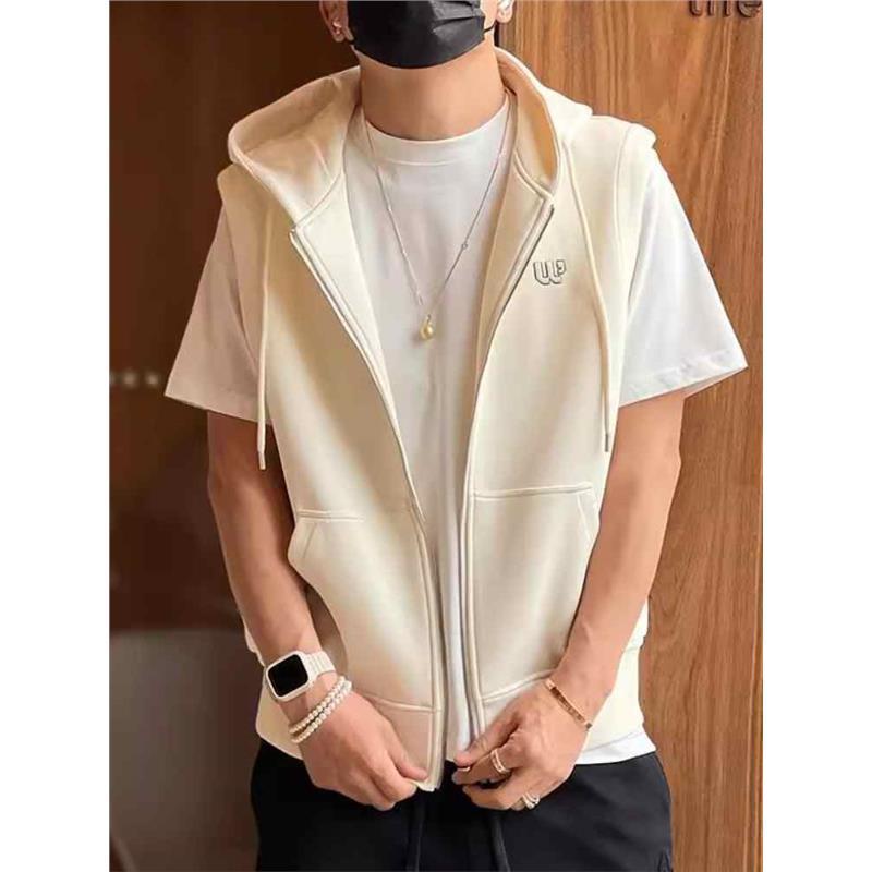 メンズ ファッション 服 男性用 オシャレ シンプル 大人 かっこいい ストリート 大きいサイズ アメリカン フード付き ベスト ストリート ウエスト コート ジッパー パーカー