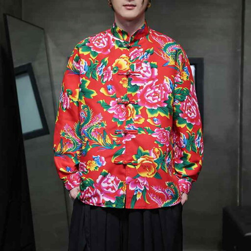 メンズ ファッション 服 男性用 オシャレ シンプル 大人 かっこいい ストリート 唐装 ボタン付き 花柄 トップ シャツ ウェディングドレス 花婿 付添人 サービス メンズ ファッション 服 男性用 オシャレ シンプル 大人 かっこいい ストリート 唐装 ボタン付き 花柄 トップ シャツ ウェディングドレス 花婿 付添人 サービス