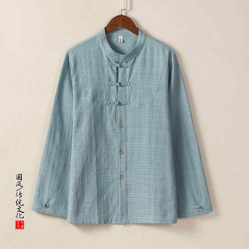 メンズ ファッション 服 男性用 オシャレ シンプル 大人 かっこいい ストリート レトロ カジュアル コットンリネン ジャカード シャツ 長袖 スタンドカラー 唐装