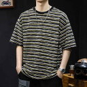 メンズ ファッション 男性用 オシャレ シンプル 大人 かっこいい 大きいサイズ ストリート 紳士服 アメリカン ファッション ストライプ 半袖 T シャツ 夏 ゆったり