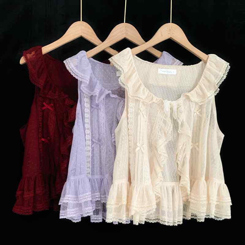 レディース ファッション 服 オシャレ カワイイ 女性用 大人カワイイ 婦人 リーフ レース ベスト ロリータ 単品 オールシーズン