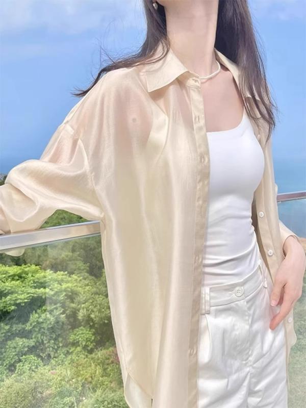 レディース ファッション 服 オシャレ カワイイ 女性用 シンプル 大人カワイイ 婦人服 テンセル サン プルーフ シャツ ジャケット 夏 ゆったり カジュアル 快適 カーディガン 薄手 日焼け防止 服