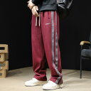 メンズ ファッション 男性用 オシャレ シンプル 大人 かっこいい 大きいサイズ ストリート 紳士服 ハイエンド スポーツ パンツ 春 ストレート カジュアル パンツ ストライプ ジッパー スウェットパンツ ゆったり 春秋
