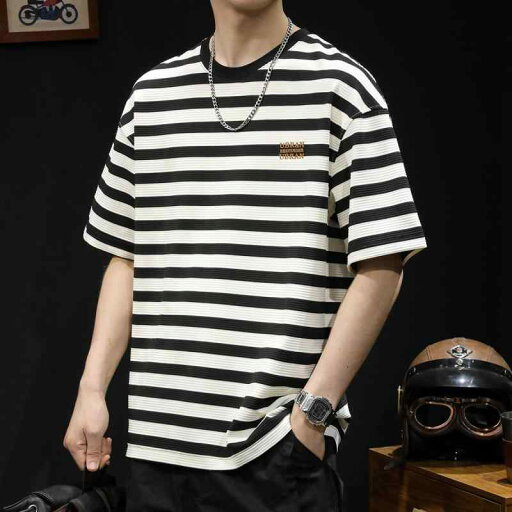 メンズ ファッション 男性用 オシャレ シンプル 大人 かっこいい 大きいサイズ ストリート 紳士服 ストライプ 半袖 T シャツ 夏 ゆったり 快適 T シャツ メンズ ファッション 男性用 オシャレ シンプル 大人 かっこいい 大きいサイズ ストリート 紳士服 ストライプ 半袖 T シャツ 夏 ゆったり 快適 T シャツ