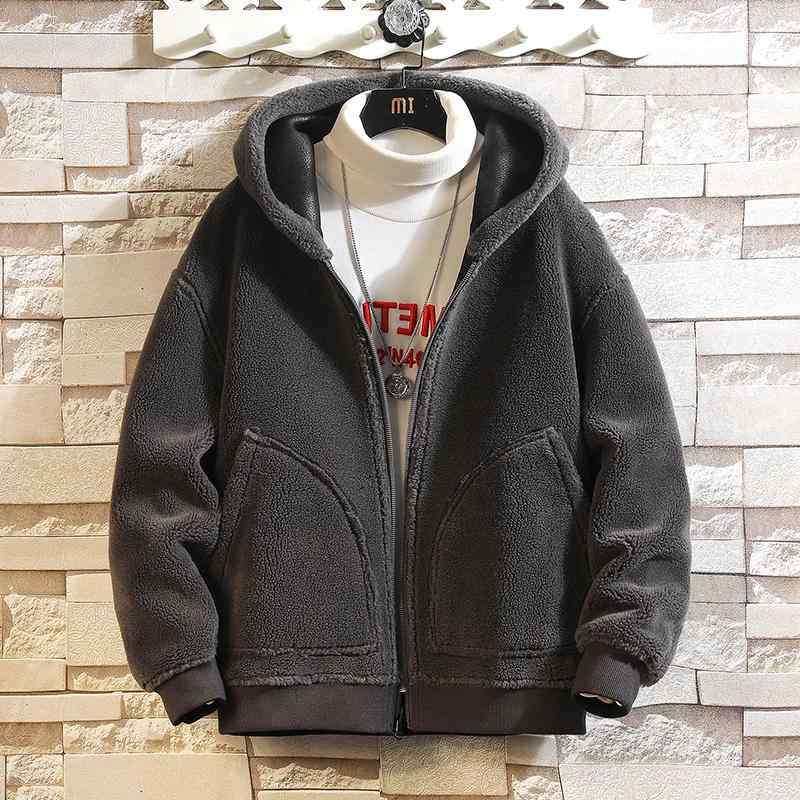 乐天商城 - メンズ ファッション 服 男性用 オシャレ シンプル 大人 かっこいい ストリート ファー ラムウール 厚手 コットンコート 無地 カジュアル フード付き ジャケット