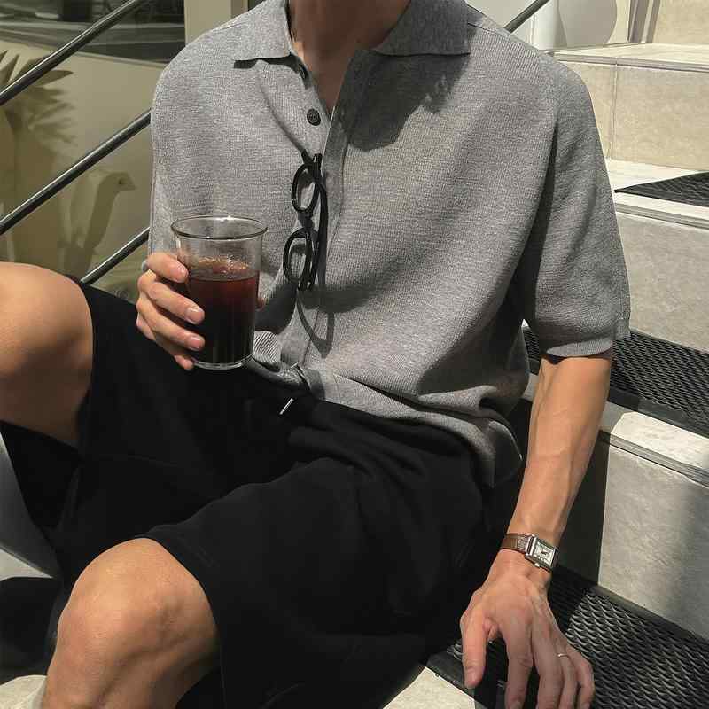 メンズ ファッション 服 用 オシャレ シンプル 大人 かっこいい ストリート 夏コーデ スリム ストライプ シャツ カーディガン レトロ ボトム