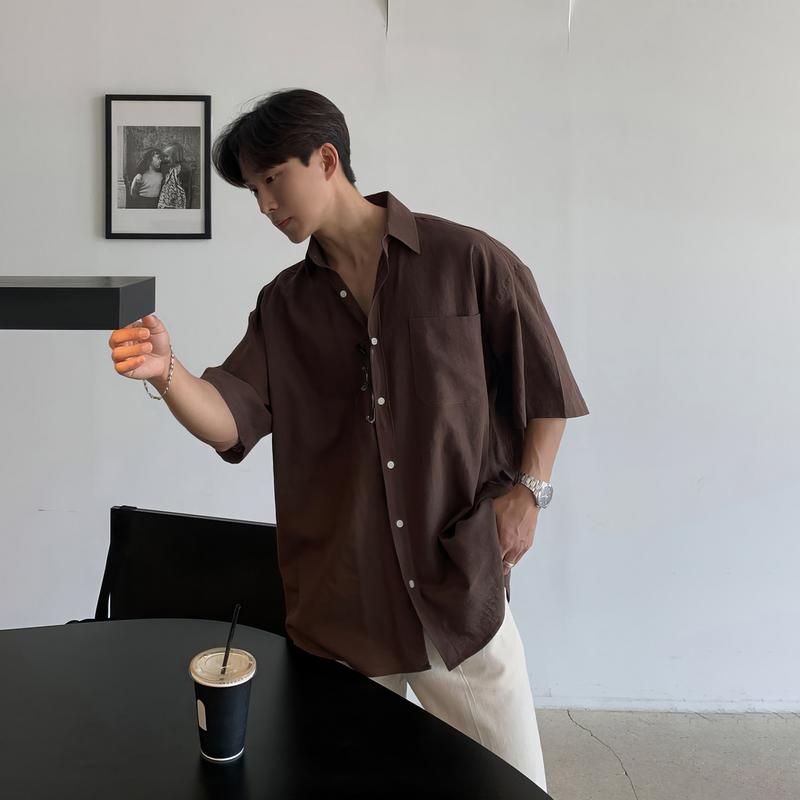 メンズ ファッション 服 用 オシャレ シンプル 大人 かっこいい ストリート 夏コーデ シャツ カジュアル レトロ(4)