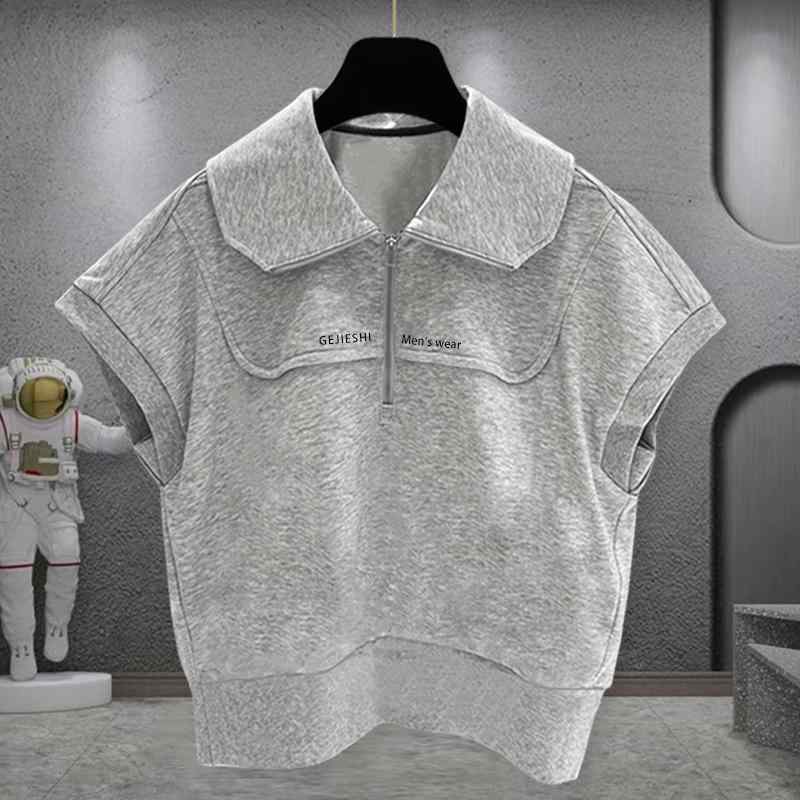 メンズ ファッション 服 用 オシャレ シンプル 大人 かっこいい ストリート 夏コーデ ハーフ ジップアップ アウター ウェア ベスト ノースリーブ T シャツ