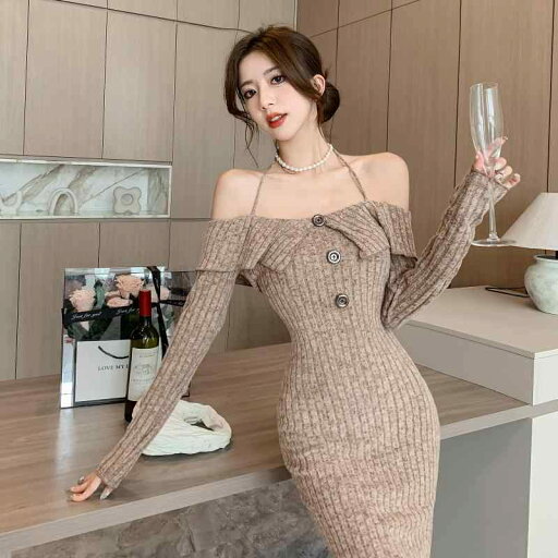 夏コーデ レディース ファッション 服 オシャレ カワイイ 女性用 シンプル 大人カワイイ 大きいサイズ 婦人服 ハイエンド フレンチ ホルターネック オフショルダー ニット 長袖 ドレス ミニ 夏コーデ レディース ファッション 服 オシャレ カワイイ 女性用 シンプル 大人カワイイ 大きいサイズ 婦人服 ハイエンド フレンチ ホルターネック オフショルダー ニット 長袖 ドレス ミニ
