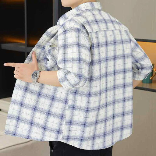 メンズ ファッション 服 用 オシャレ シンプル 大人 かっこいい ストリート 夏コーデ コットン ブルー チェック シャツ 半袖 メンズ ファッション 服 用 オシャレ シンプル 大人 かっこいい ストリート 夏コーデ コットン ブルー チェック シャツ 半袖