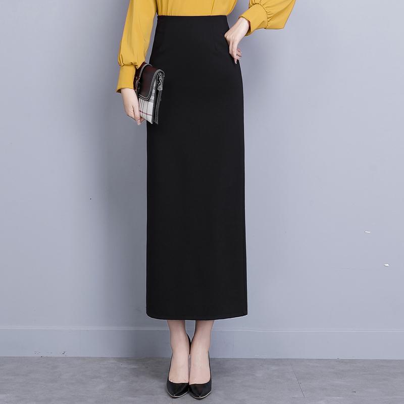 夏コーデ レディース ファッション 服 オシャレ カワイイ 女性用 シンプル 大人カワイイ 大きいサイズ 婦人服 ワンステップ スカート 黒 ウール ストレート 快適 ハーフ丈 スリム スリット ドレープ