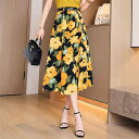 夏コーデ レディース ファッション 服 オシャレ カワイイ 女性用 シンプル 大人カワイイ 大きいサイズ 婦人服 エレガント 花柄 Aライン スカート スリム 夏 裾 ドレープ カバー
