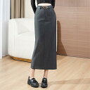 夏コーデ レディース ファッション 服 オシャレ カワイイ 女性用 シンプル 大人カワイイ 大きいサイズ 婦人服 グレー ストレート スーツ ワンステップ スカート ロング バック スリット 着痩せ効果 通勤