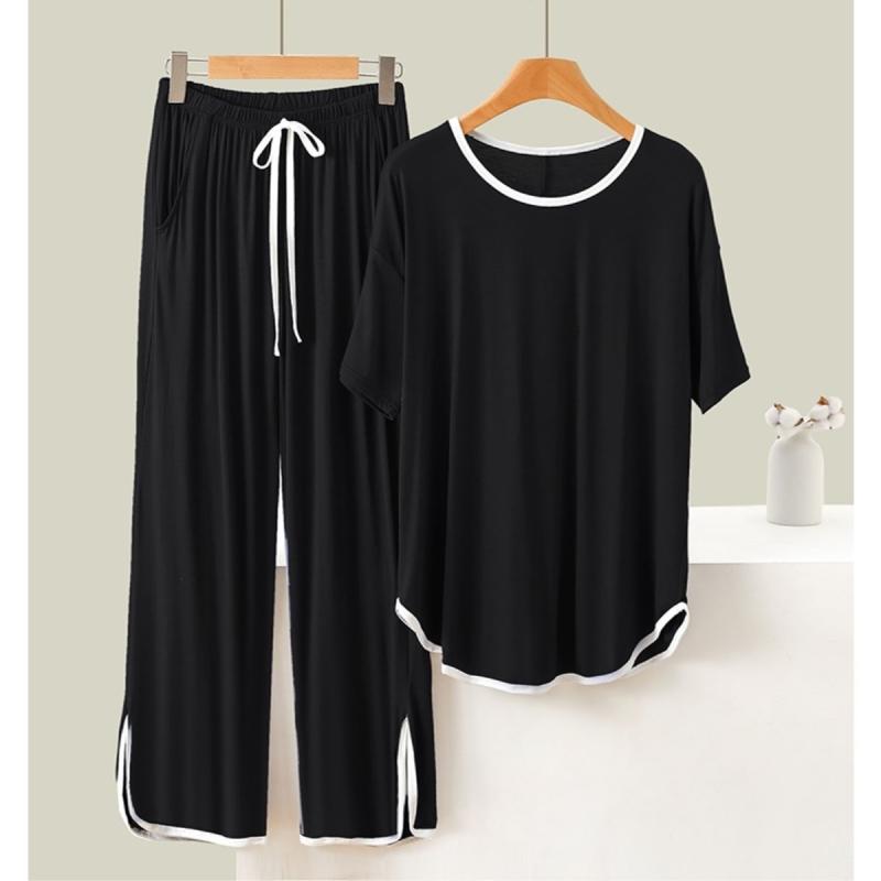 レディース ファッション 服 オシャレ カワイイ 女性用 シンプル ゆったり シンプル カジュアル 無地 ラウンドネック ホーム 服 大きいサイズ 快適 半袖 スーツ