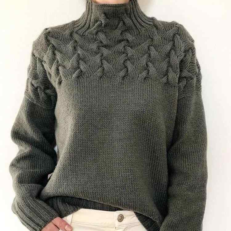 Turtleneck - レディース ファッション 服 オシャレ カワイイ 女性用 シンプル ケーブル ニット ディテール タートルネック 長袖 セーター