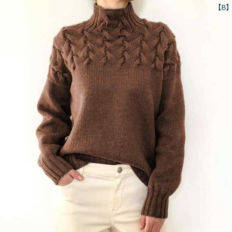リコットのレディース ファッション 服 オシャレ カワイイ 女性用 シンプル ケーブル ニット ディテール タートルネック 長袖 セーター｜アングル3